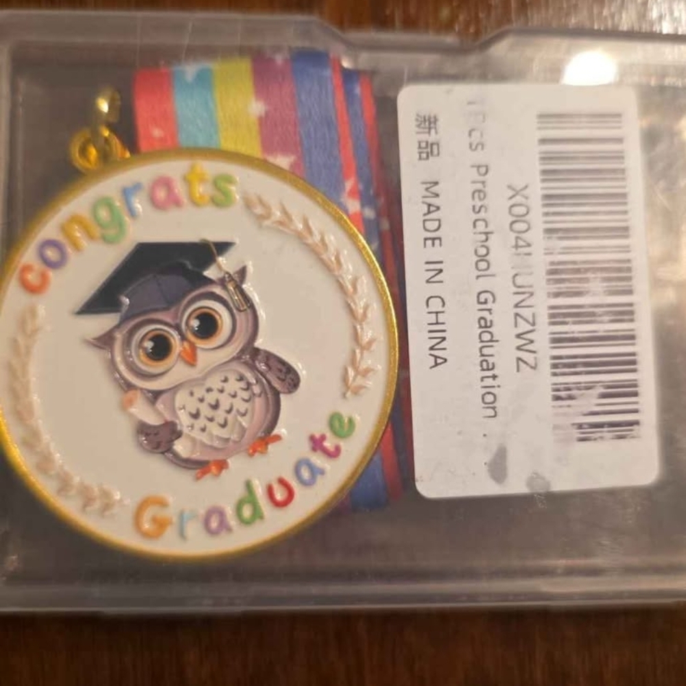 Colorful Graduation Medal with Owl Design